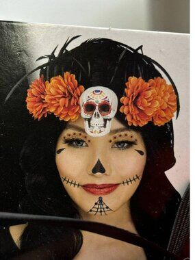 Womens Day of the Dead Skull Flower Headpiece Halloween Accessory Costume 14+